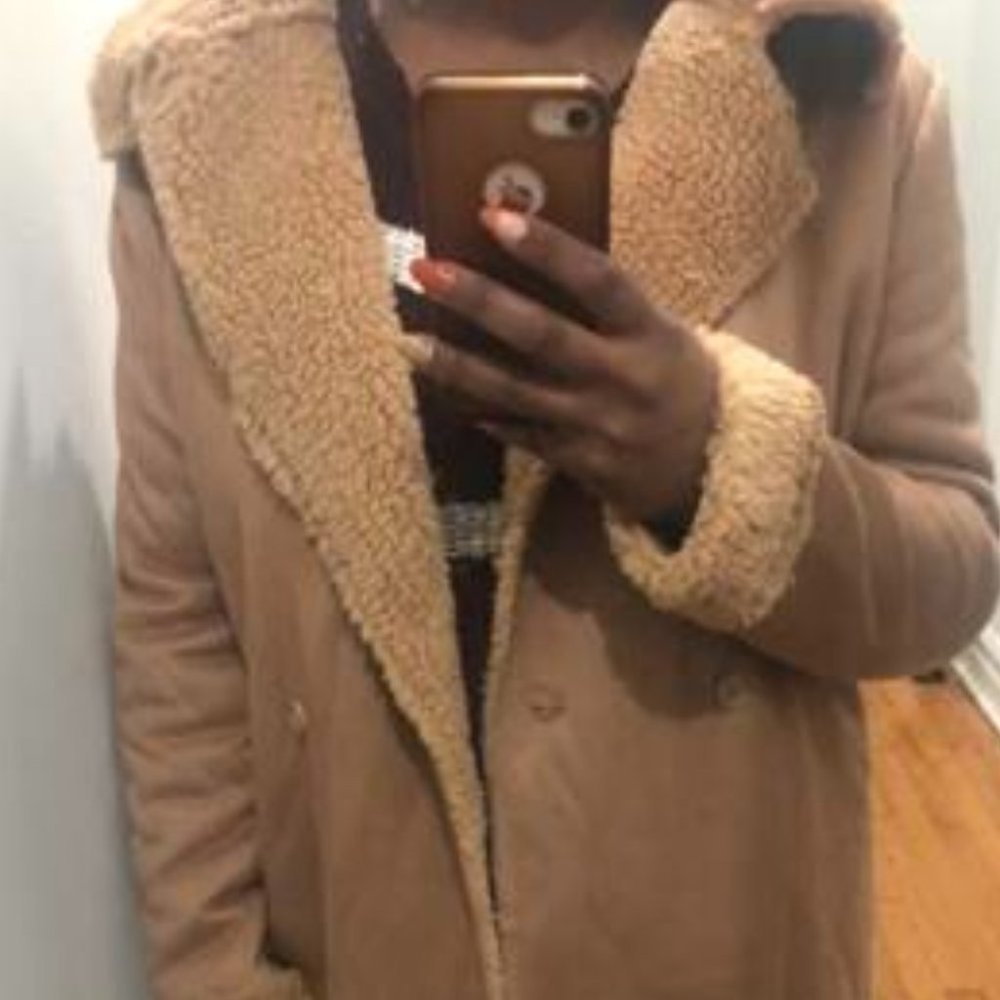 Lapel Collar Button Front Suede Coat - Picture 8 of 8